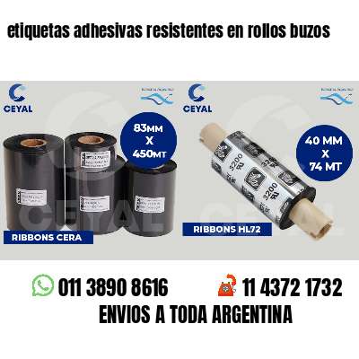 etiquetas adhesivas resistentes en rollos buzos