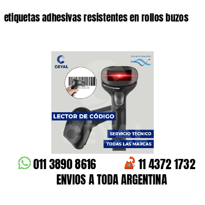 etiquetas adhesivas resistentes en rollos buzos