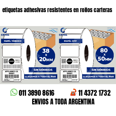 etiquetas adhesivas resistentes en rollos carteras