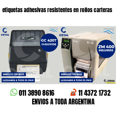 etiquetas adhesivas resistentes en rollos carteras