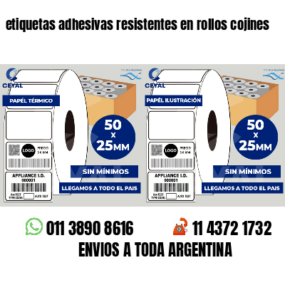 etiquetas adhesivas resistentes en rollos cojines