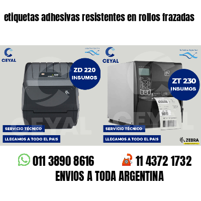 etiquetas adhesivas resistentes en rollos frazadas