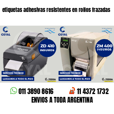 etiquetas adhesivas resistentes en rollos frazadas
