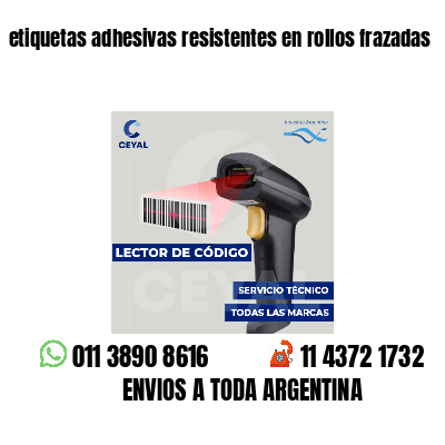 etiquetas adhesivas resistentes en rollos frazadas