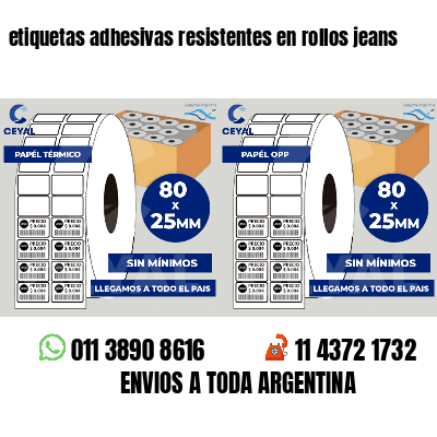 etiquetas adhesivas resistentes en rollos jeans