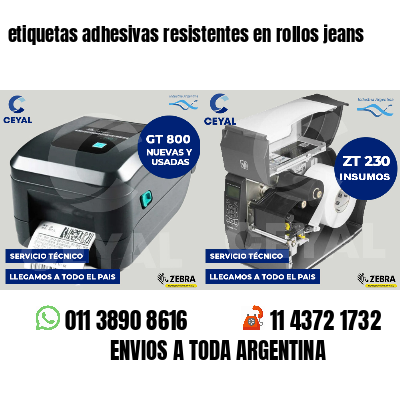 etiquetas adhesivas resistentes en rollos jeans