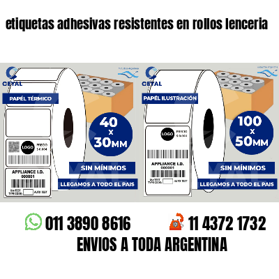 etiquetas adhesivas resistentes en rollos lenceria