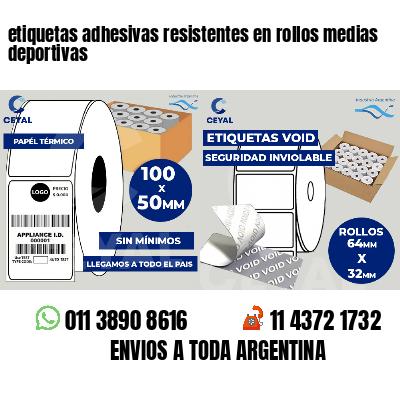 etiquetas adhesivas resistentes en rollos medias deportivas