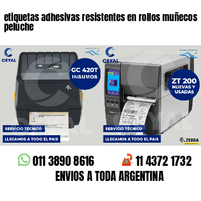 etiquetas adhesivas resistentes en rollos muñecos peluche