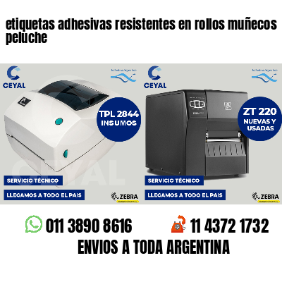 etiquetas adhesivas resistentes en rollos muñecos peluche