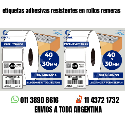 etiquetas adhesivas resistentes en rollos remeras
