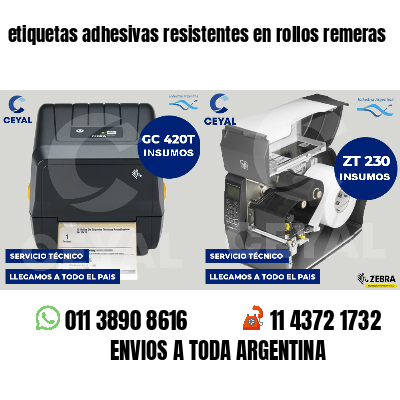 etiquetas adhesivas resistentes en rollos remeras