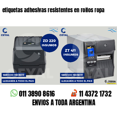 etiquetas adhesivas resistentes en rollos ropa