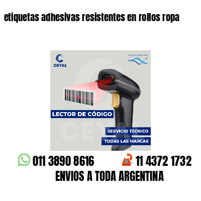 etiquetas adhesivas resistentes en rollos ropa