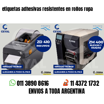 etiquetas adhesivas resistentes en rollos ropa