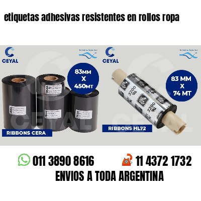 etiquetas adhesivas resistentes en rollos ropa