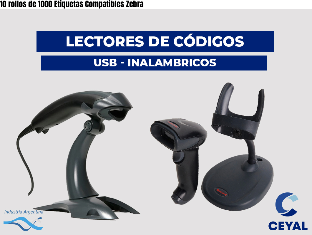 10 rollos de 1000 Etiquetas Compatibles Zebra
