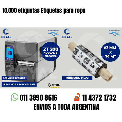 10.000 etiquetas Etiquetas para ropa