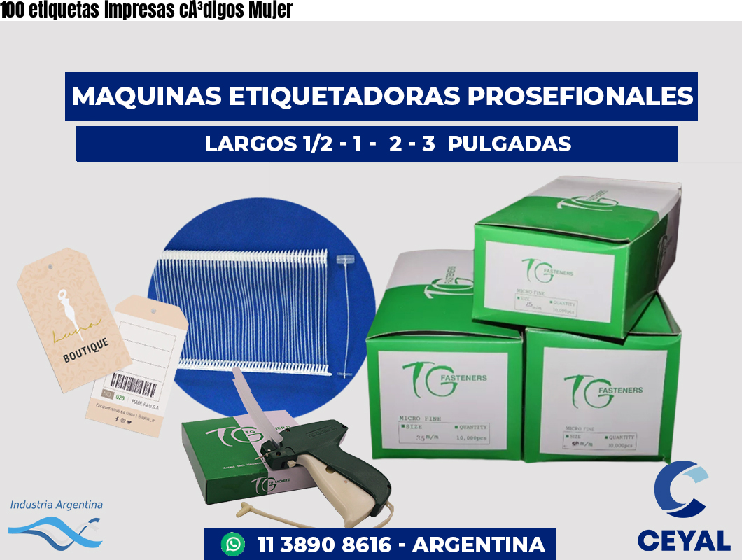 100 etiquetas impresas cÃ³digos Mujer