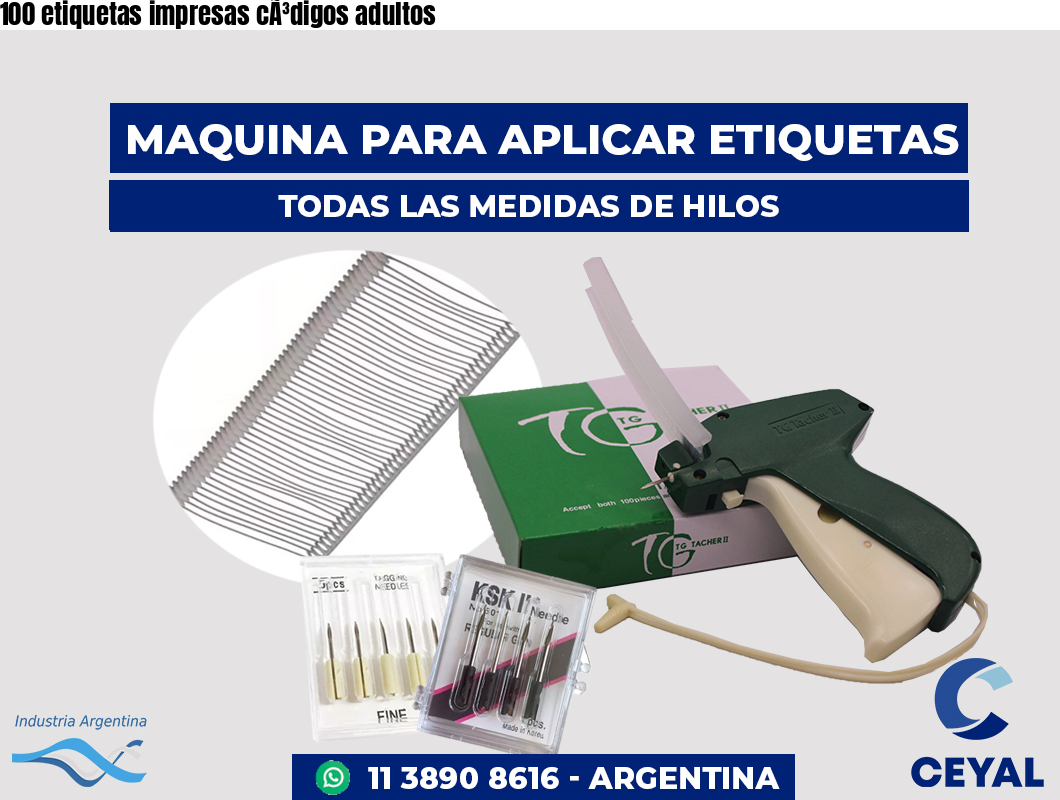100 etiquetas impresas cÃ³digos adultos