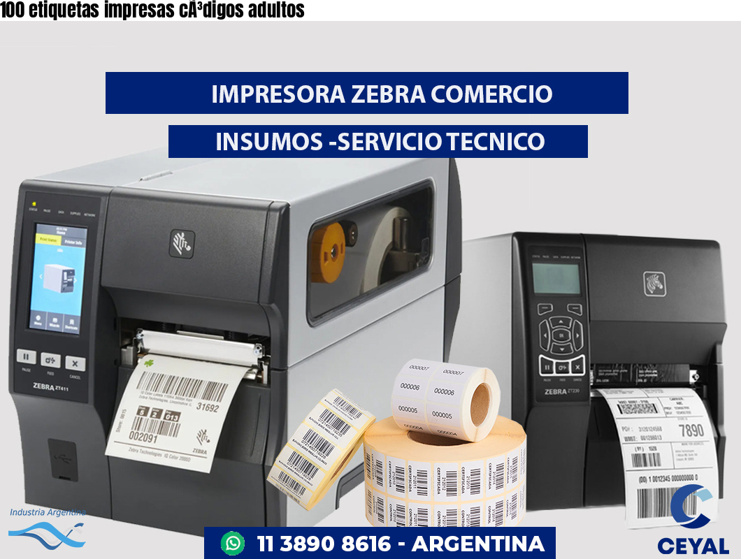 100 etiquetas impresas cÃ³digos adultos
