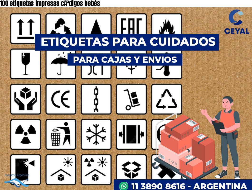 100 etiquetas impresas cÃ³digos bebés