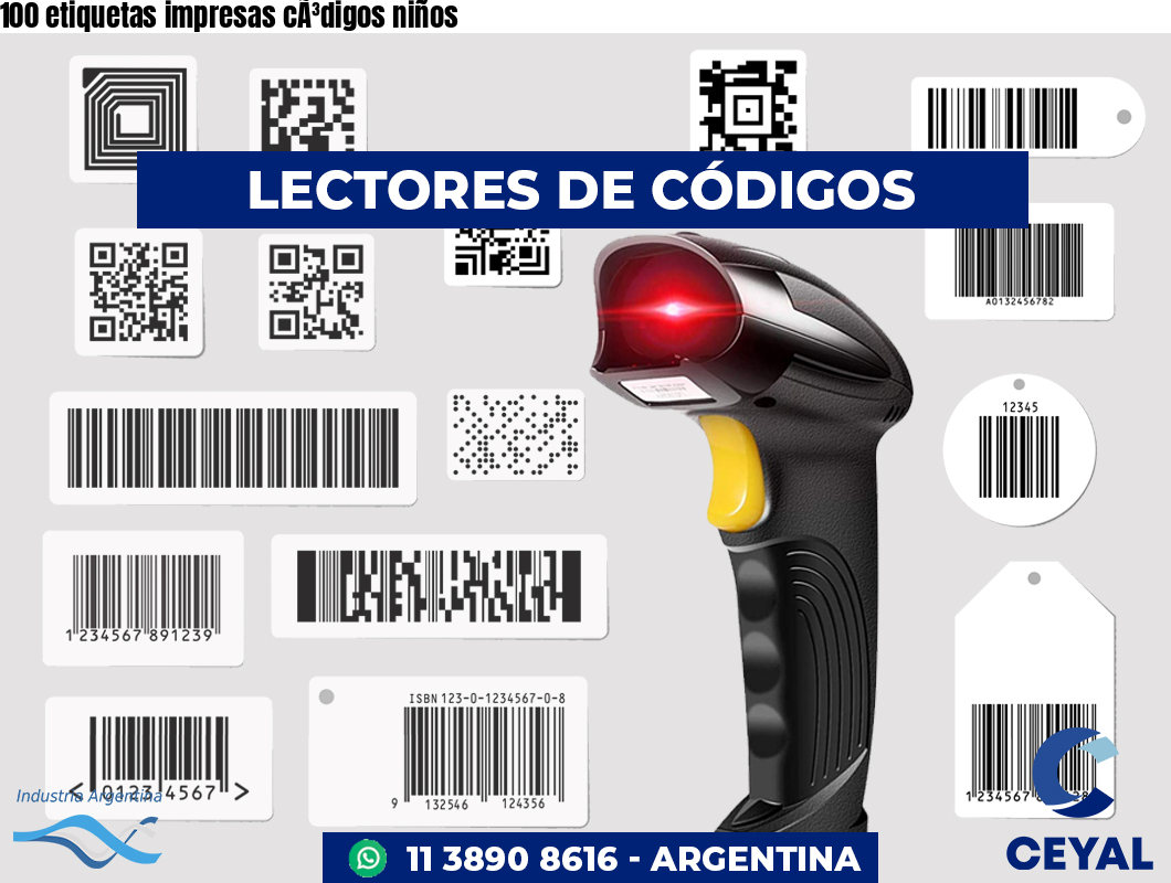 100 etiquetas impresas cÃ³digos niños