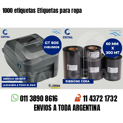 1000 etiquetas Etiquetas para ropa