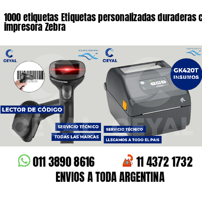 1000 etiquetas Etiquetas personalizadas duraderas con impresora Zebra