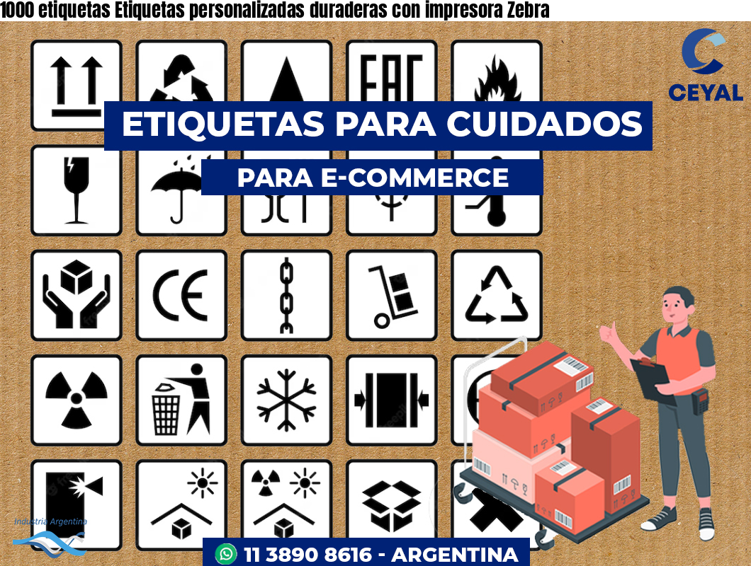 1000 etiquetas Etiquetas personalizadas duraderas con impresora Zebra