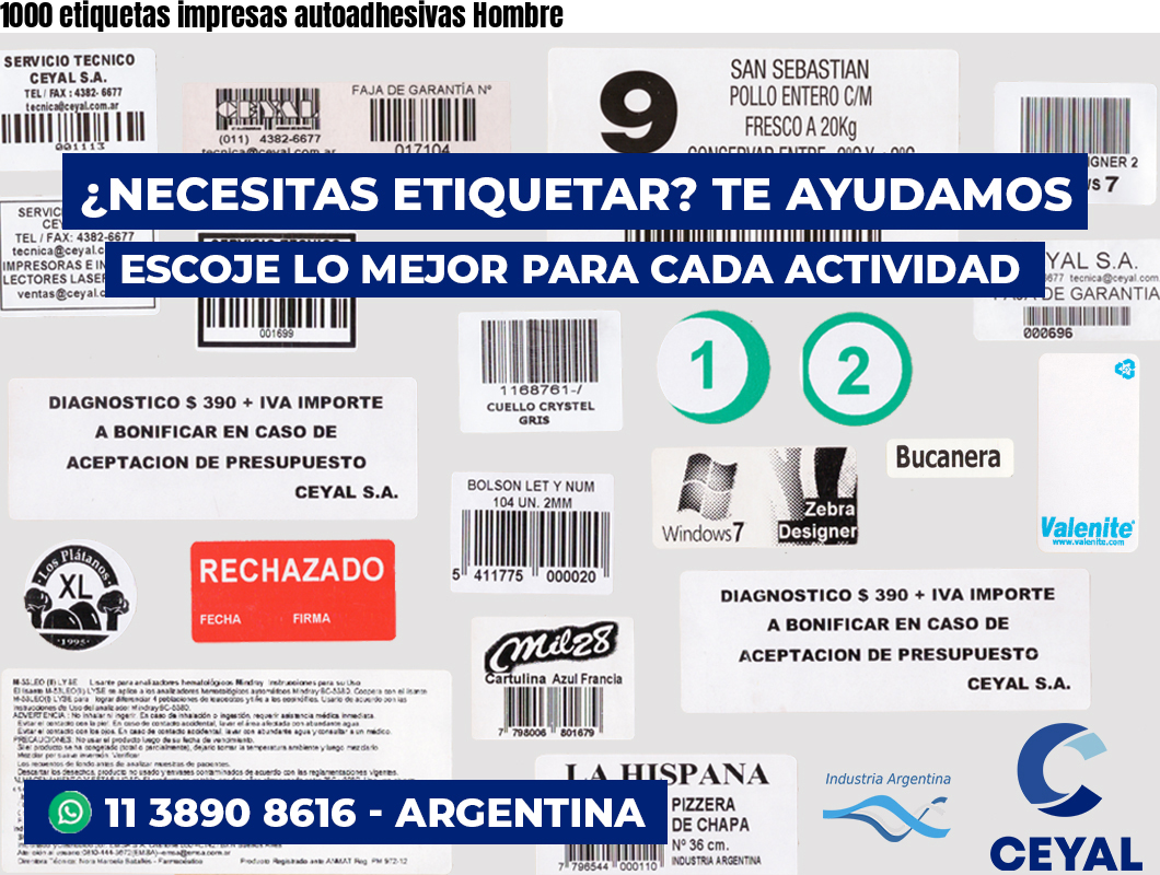 1000 etiquetas impresas autoadhesivas Hombre