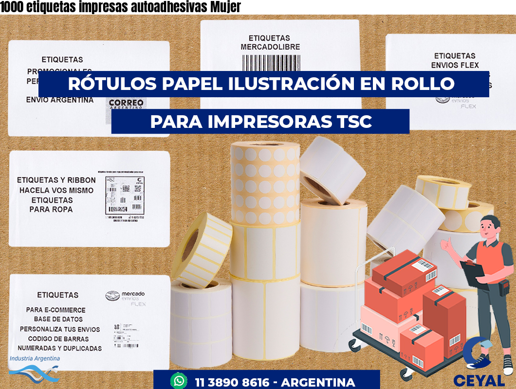 1000 etiquetas impresas autoadhesivas Mujer