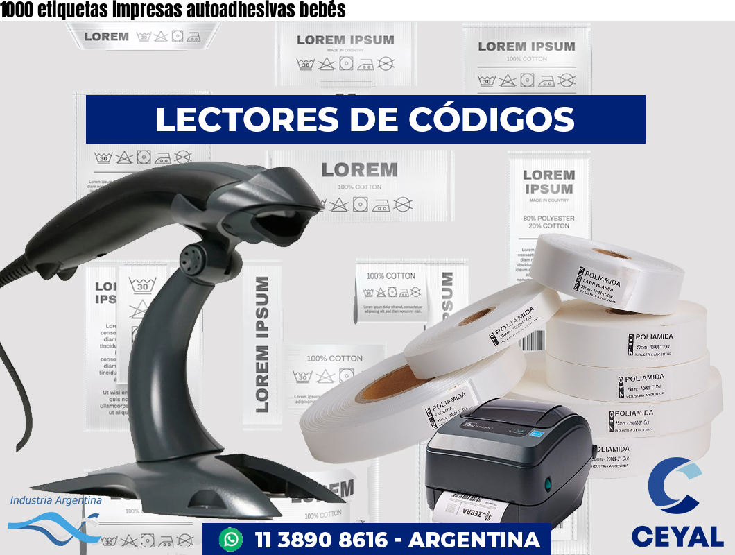 1000 etiquetas impresas autoadhesivas bebés