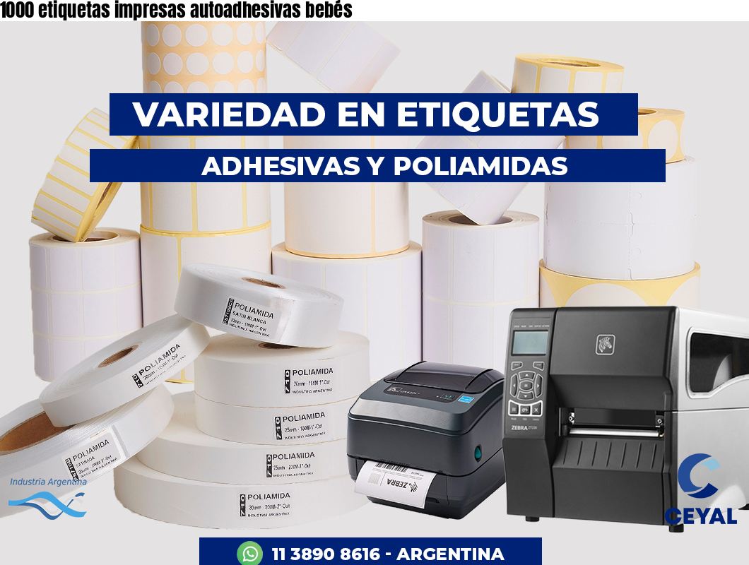 1000 etiquetas impresas autoadhesivas bebés