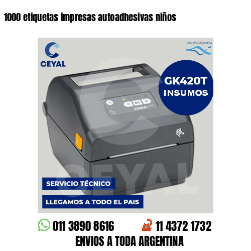 1000 etiquetas impresas autoadhesivas niños