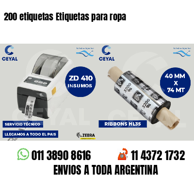 200 etiquetas Etiquetas para ropa
