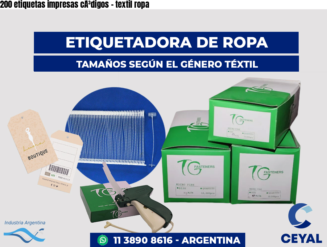 200 etiquetas impresas cÃ³digos - textil ropa