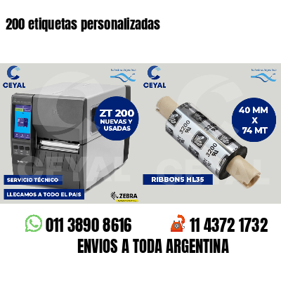 200 etiquetas personalizadas