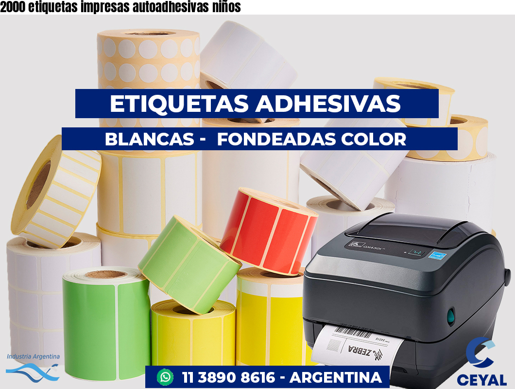 2000 etiquetas impresas autoadhesivas niños