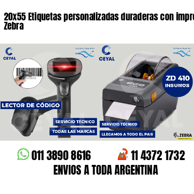 20x55 Etiquetas personalizadas duraderas con impresora Zebra