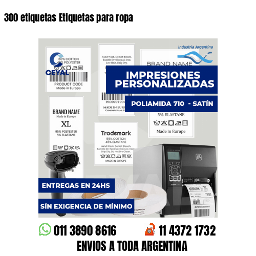 300 etiquetas Etiquetas para ropa