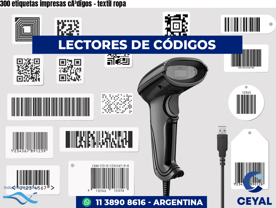 300 etiquetas impresas cÃ³digos - textil ropa