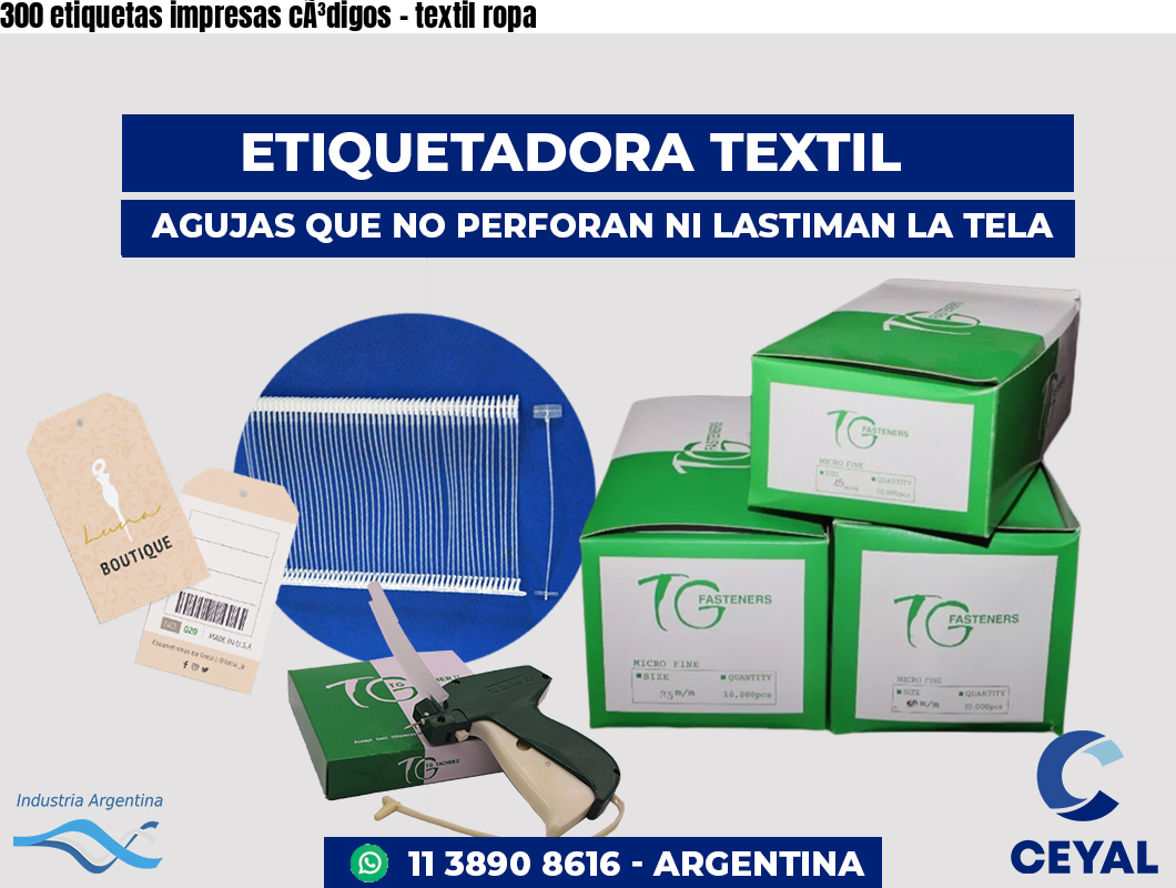 300 etiquetas impresas cÃ³digos - textil ropa