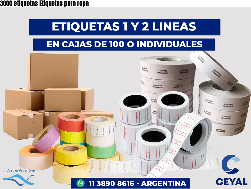 3000 etiquetas Etiquetas para ropa
