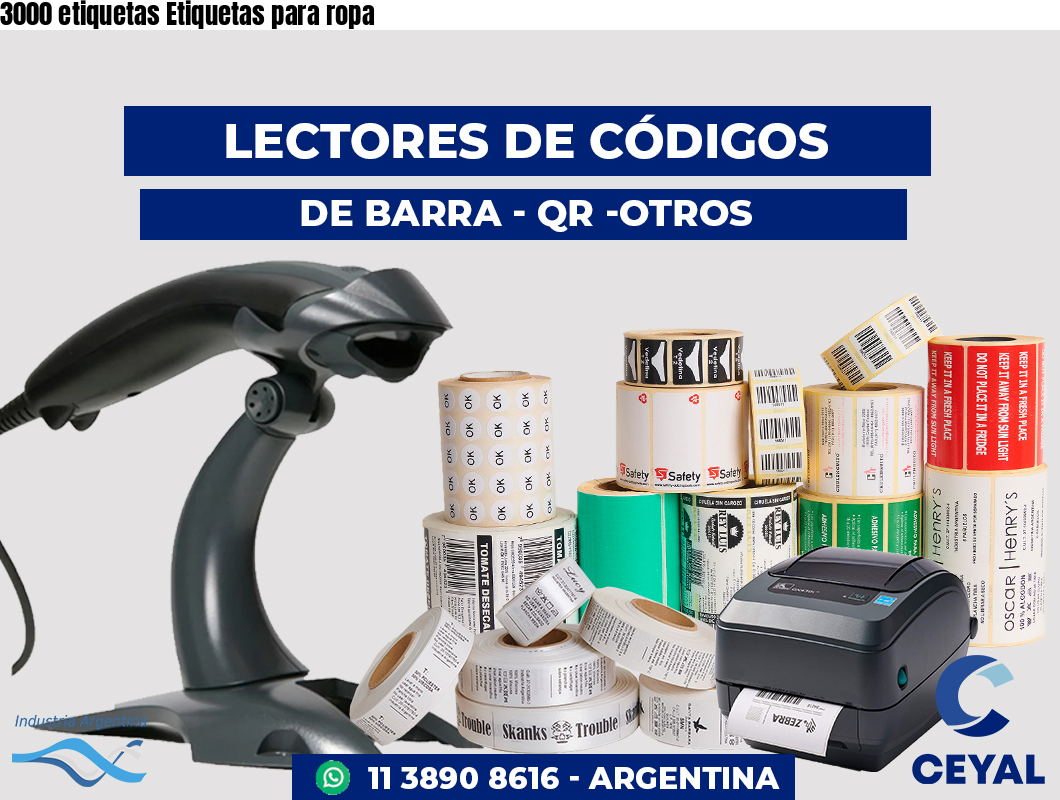 3000 etiquetas Etiquetas para ropa