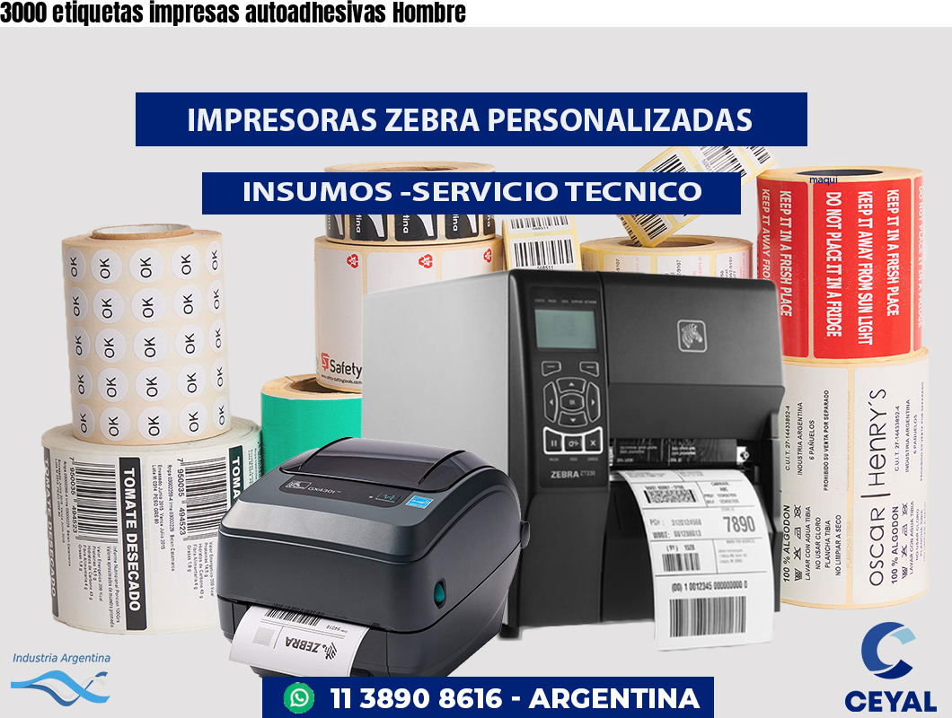3000 etiquetas impresas autoadhesivas Hombre