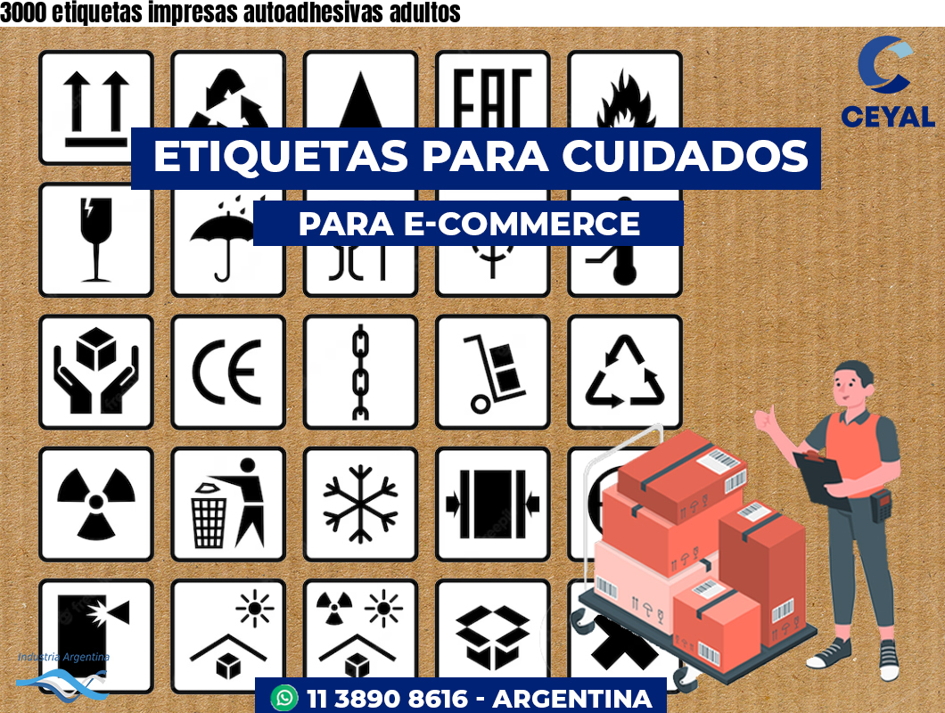 3000 etiquetas impresas autoadhesivas adultos