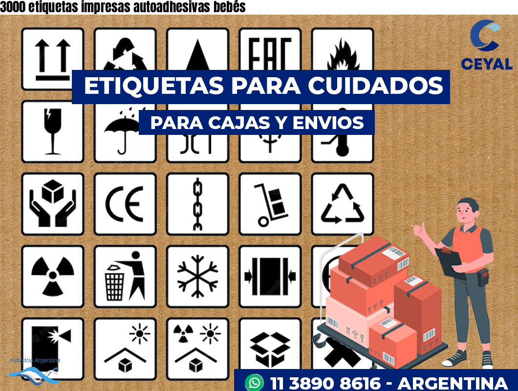 3000 etiquetas impresas autoadhesivas bebés