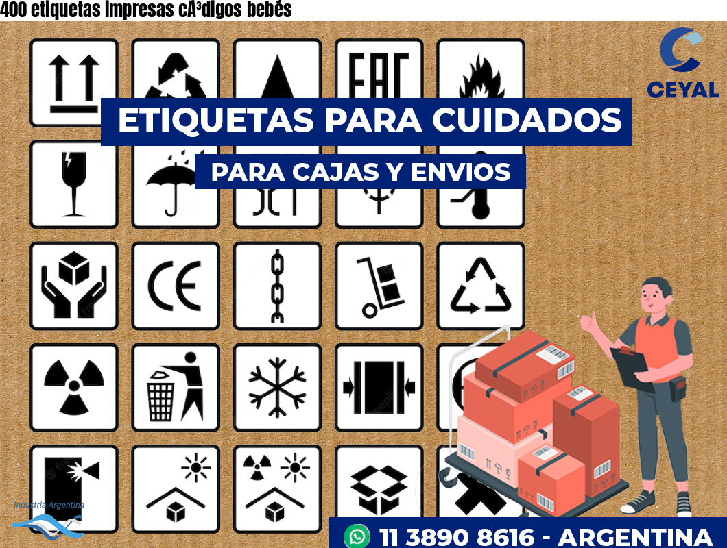 400 etiquetas impresas cÃ³digos bebés