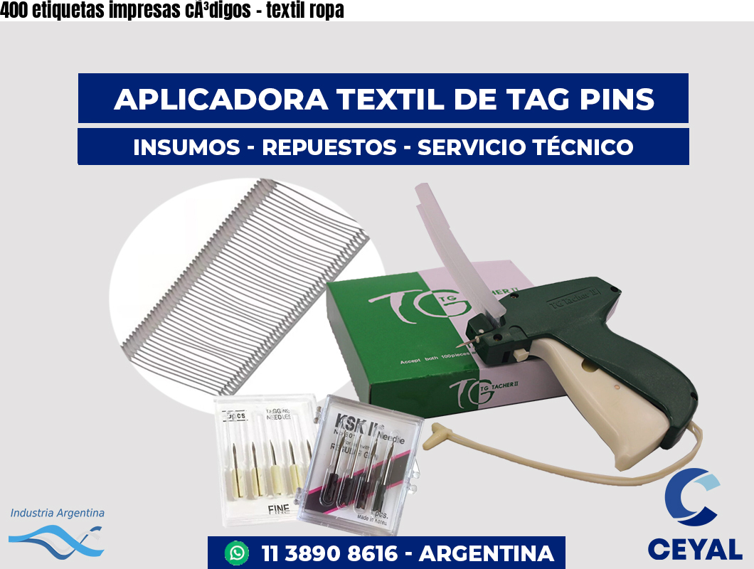 400 etiquetas impresas cÃ³digos - textil ropa